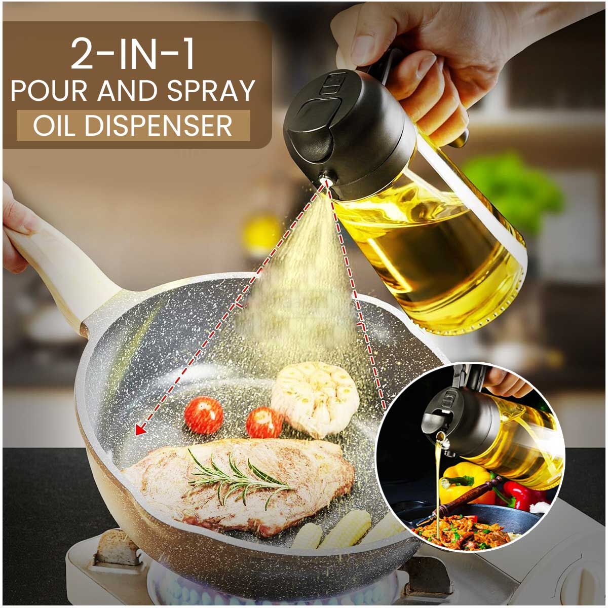 OilMaster 2-in-1 Glass Oil Spray Bottle