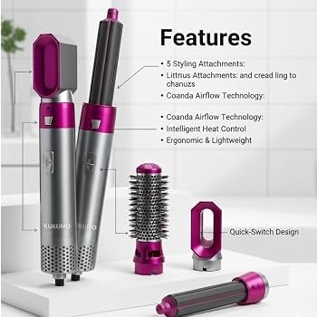 5 in 1 Hot Air Brush Hair Dryer & Volumizer