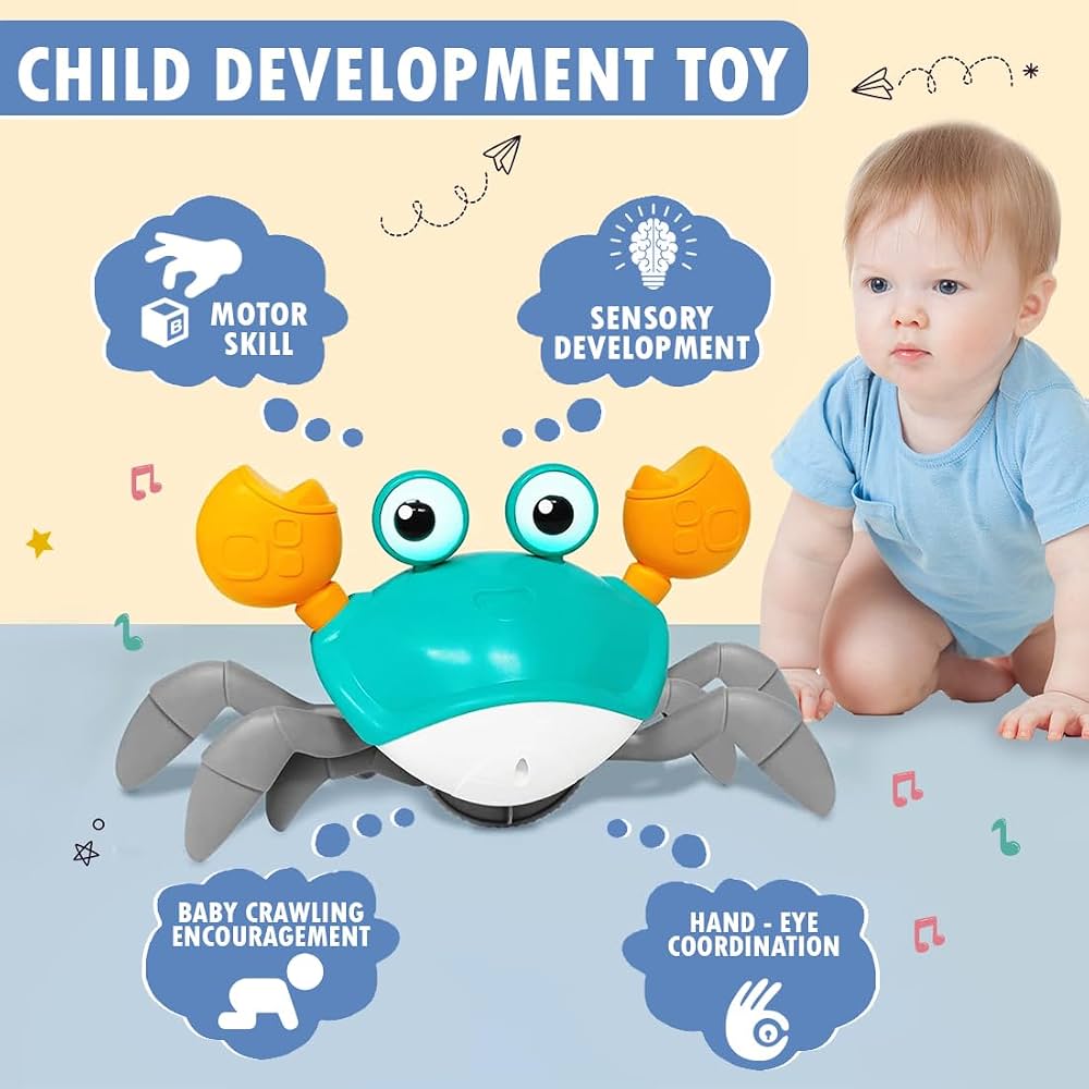 Crawling Crab Baby Musical Kids Toy with LED Lights and Rechargeable Battery
