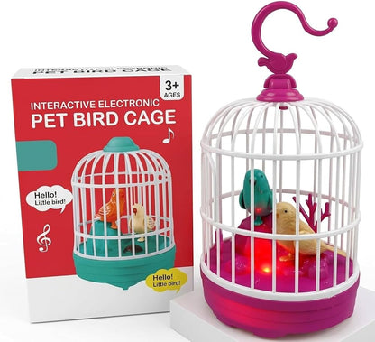 Lovely Talking Bird Cage for Kids with Light and Music Voice Controlled Induction Bird Mini Birdcage