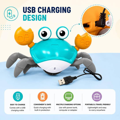 Crawling Crab Baby Musical Kids Toy with LED Lights and Rechargeable Battery