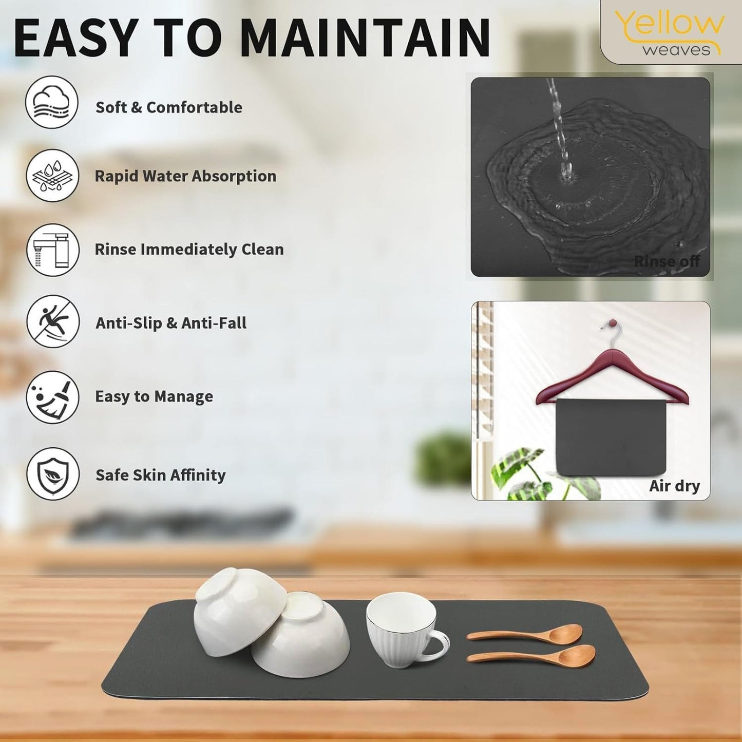 QuickDry Water Absorbent Kitchen Mat