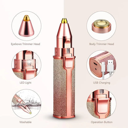Rechargeable 2-in-1 Eyebrow Trimmer & Facial Hair Remover