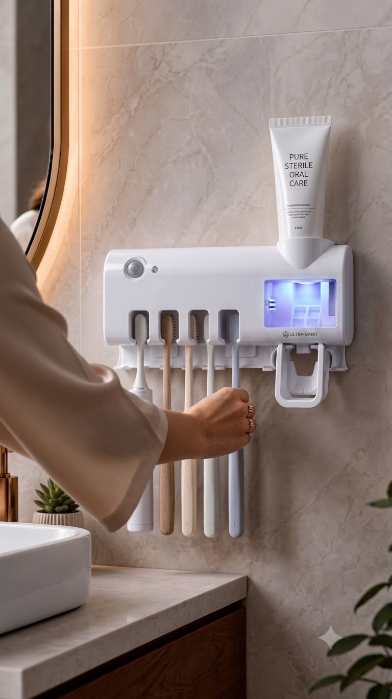 🦷 Smart UV Toothbrush Sterilizer & Toothpaste Dispenser