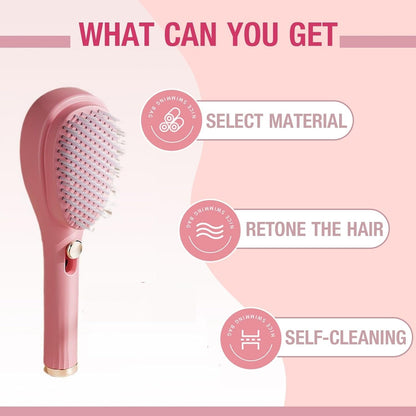 Self Cleaning Hairbrush 2 in 1 Comb (Pack of 1)