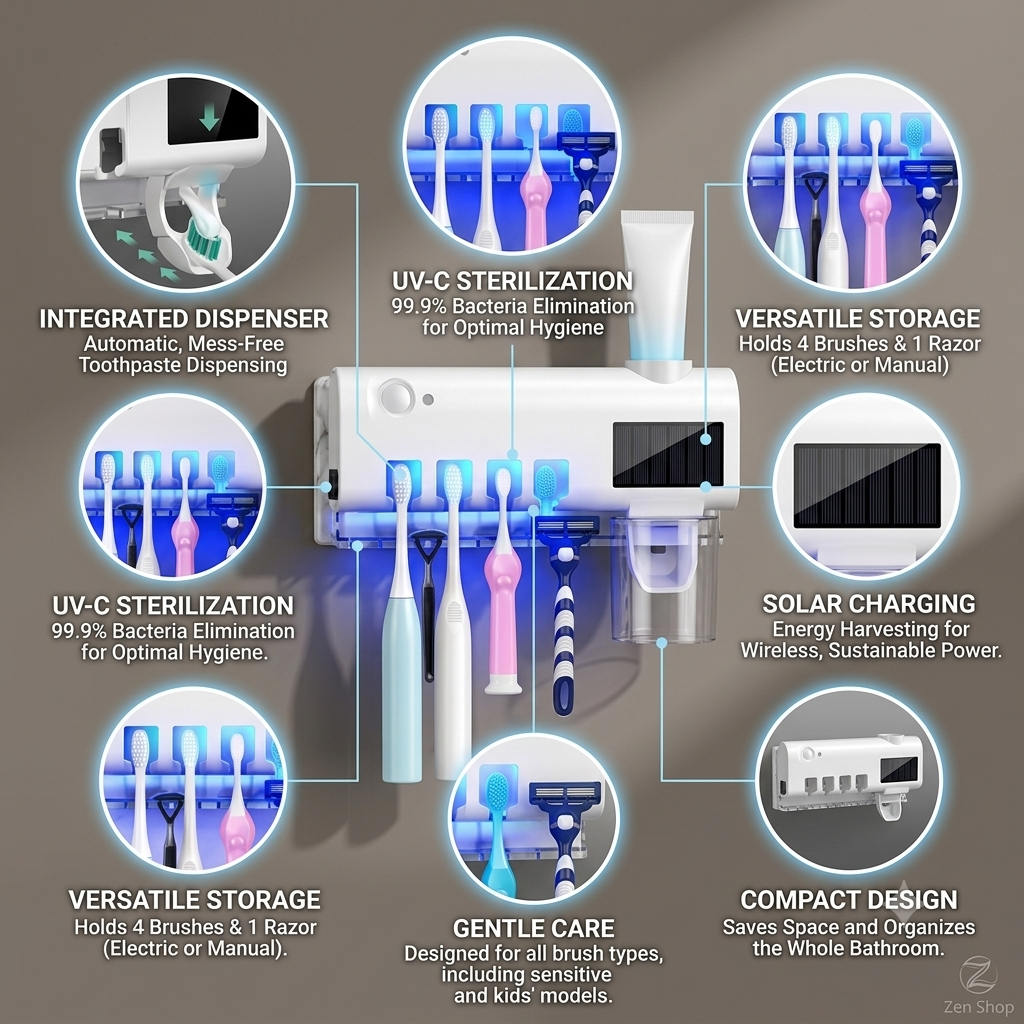 🦷 Smart UV Toothbrush Sterilizer & Toothpaste Dispenser