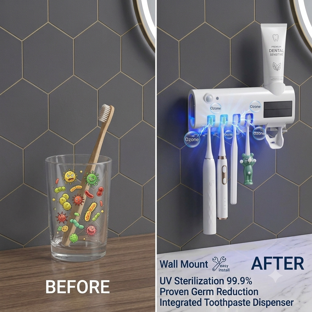 🦷 Smart UV Toothbrush Sterilizer & Toothpaste Dispenser